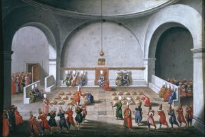 Jan Gninskis uppdrag till Istanbul, betalningsceremoni till soldaterna, 1679 (gouache med bladguld på papper)